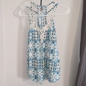Vanity blue and white tank top